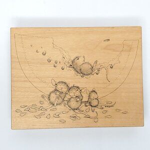 House Mouse Rubber Stamp Watermelon Mellow Melon Vintage 1998 Stamp Rosa